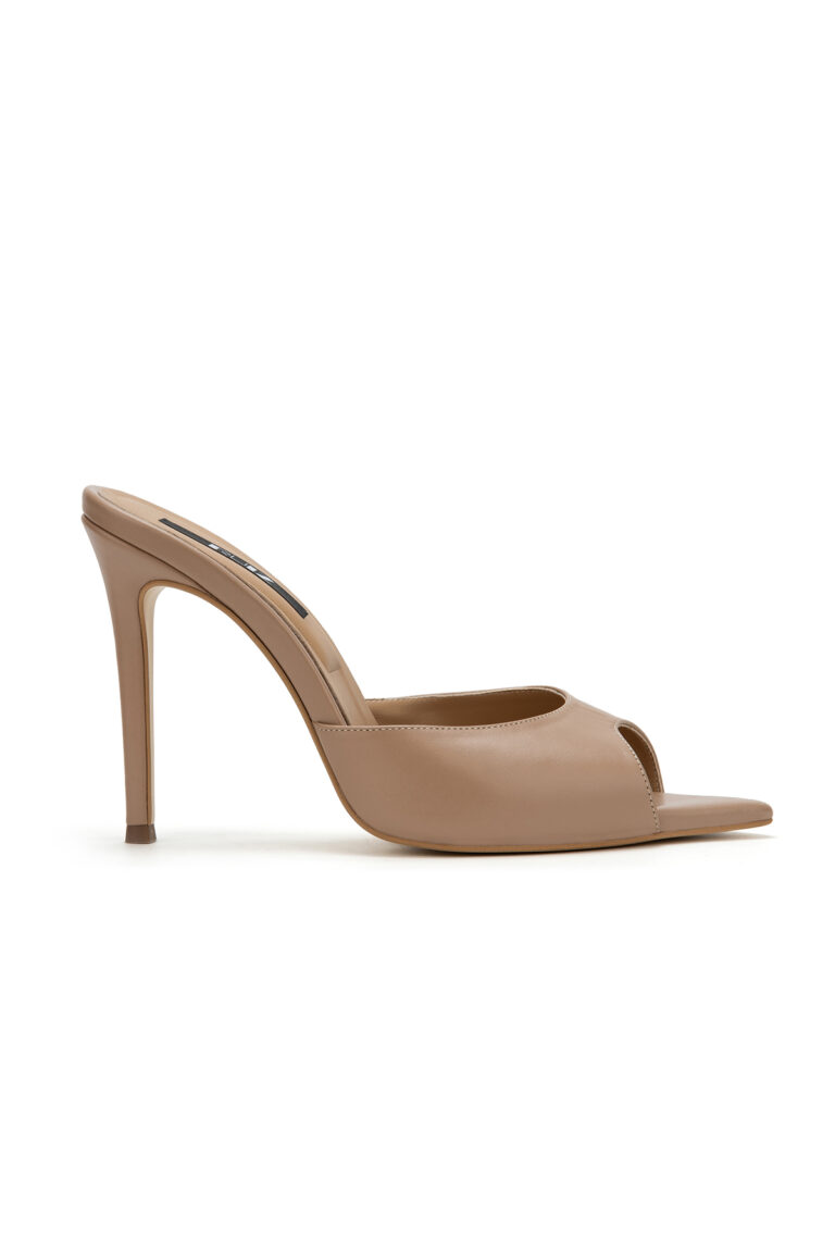 Saboți cu toc stiletto din piele naturală Calista Nude