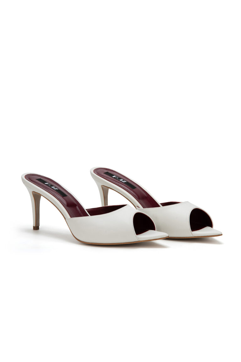 Saboți cu toc stiletto din piele naturală Calista White