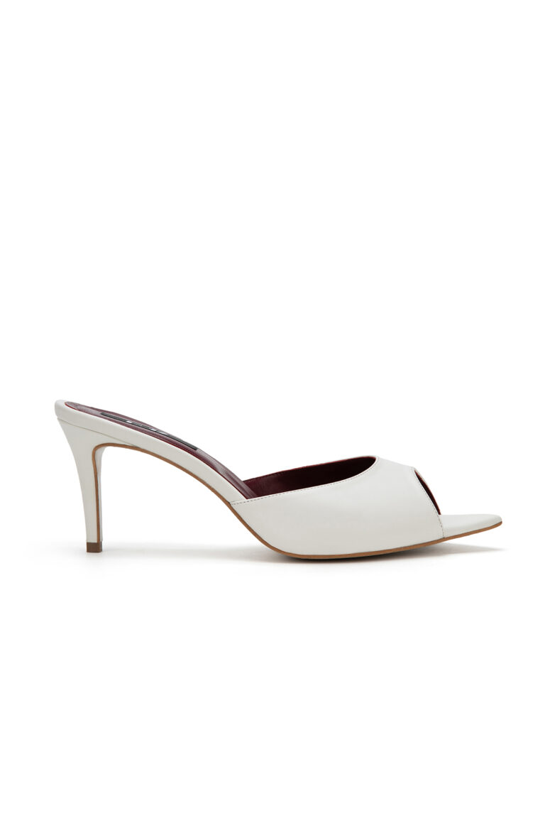 Saboți cu toc stiletto din piele naturală Calista White
