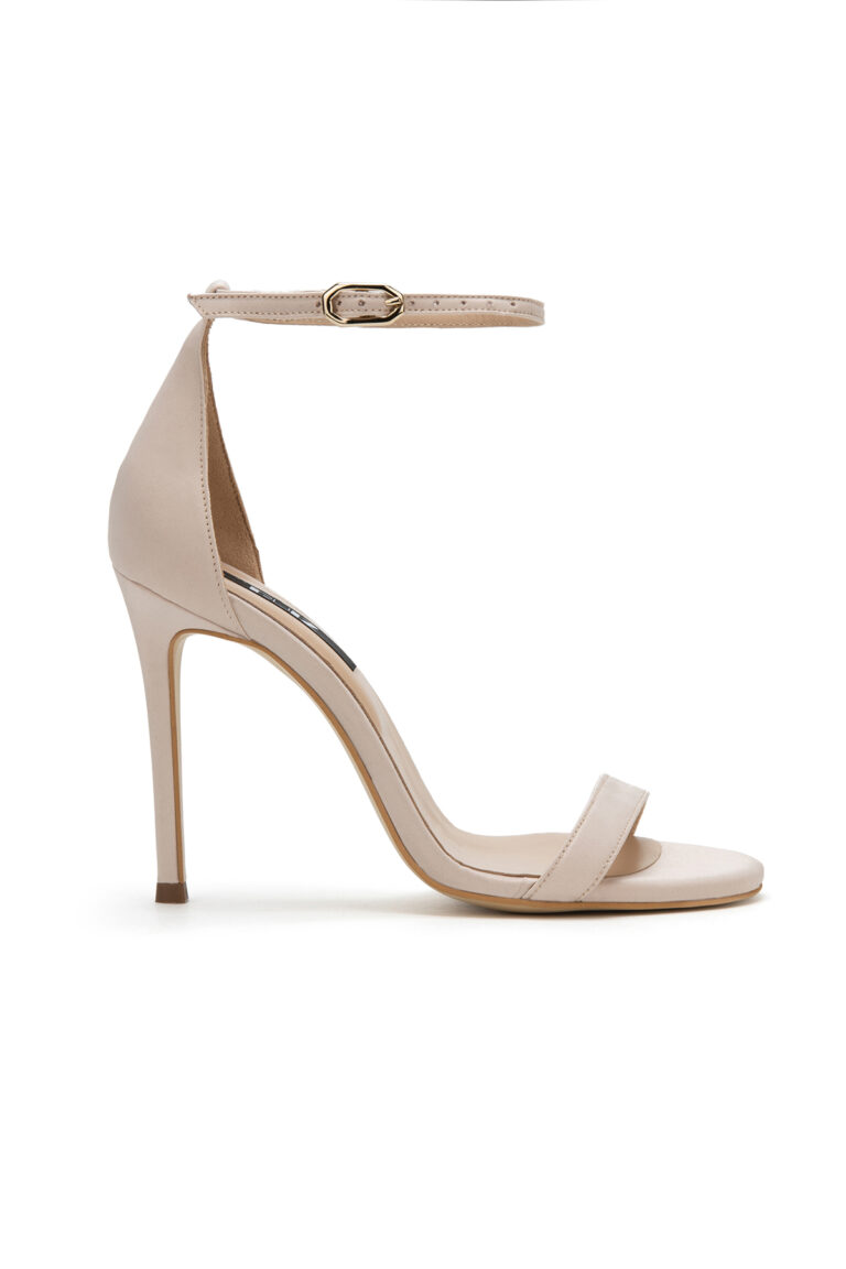 Sandale cu toc stiletto Roxanne Satin Beige
