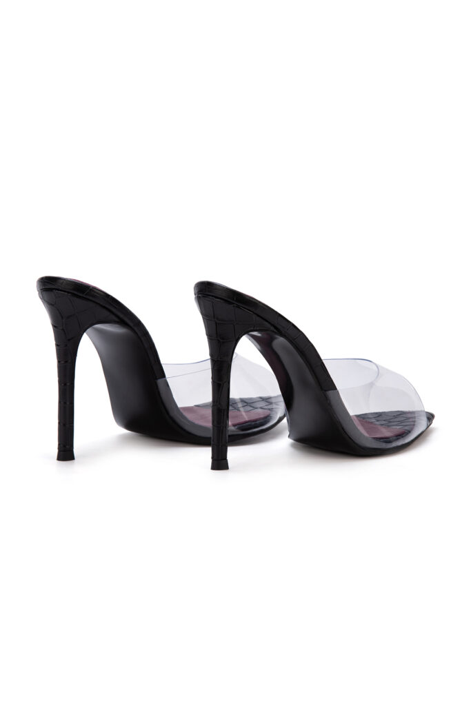 Saboti Plexi Transparent și Piele Croco