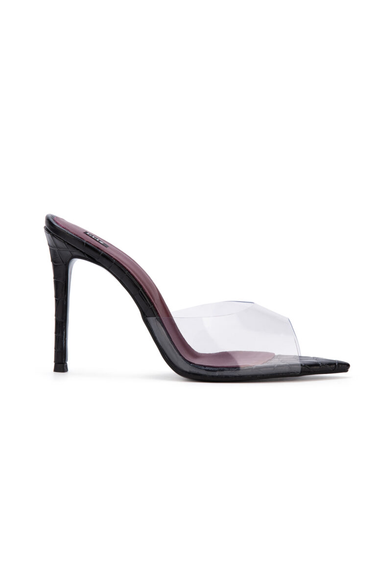 Saboti Plexi Transparent și Piele Croco